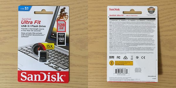 サンディスク Ultra Fit USB 3.1 128GB SDCZ430-128G-G46 パッケージ
