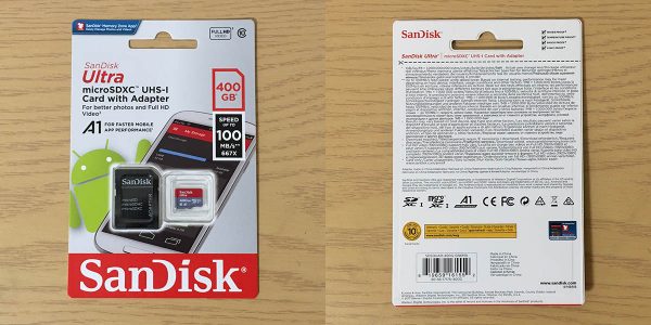 サンディスク Ultra マイクロSDXC 400GB SDSQUAR-400G-GN6MA パッケージ
